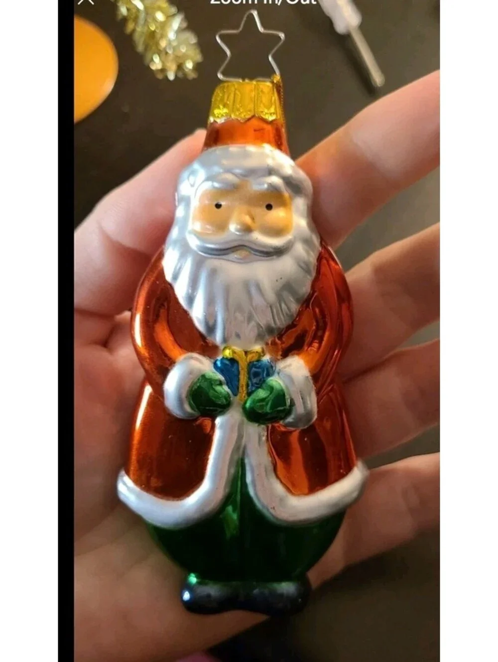 Adorable Glass Santa Christmas ornament. Gift Star